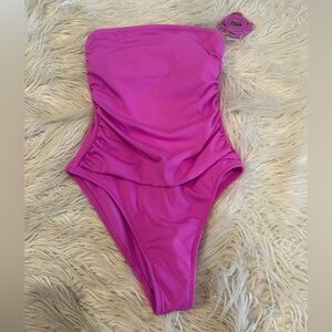 Strapless Fuchsia One-Piece Swimsuit